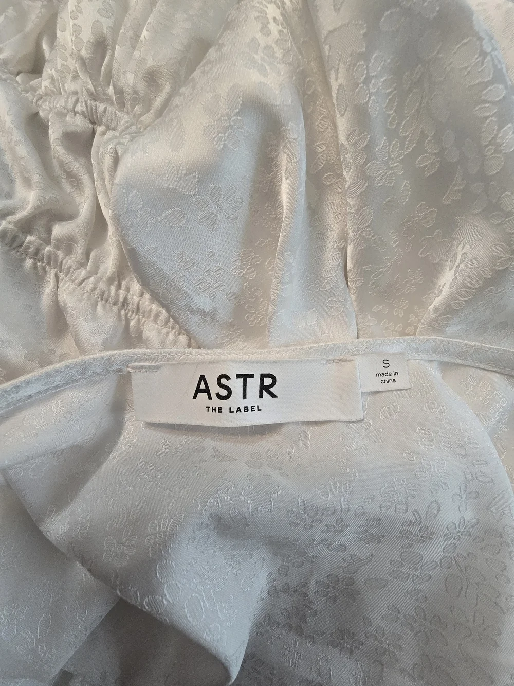 Astr White Lace-Up Peplum Top with Puff Sleeves
